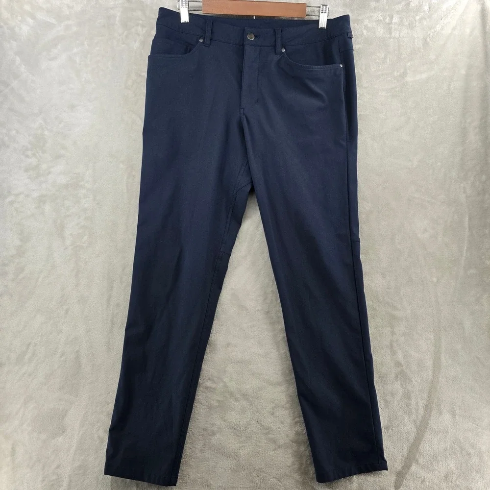 Lululemon ABC Pant Mens 32 Navy Blue Slim Fit Warpstreme Performance‎ Trousers